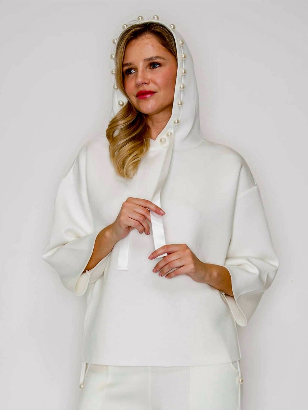 Joh Francine French Scuba Pearl Hoodie White